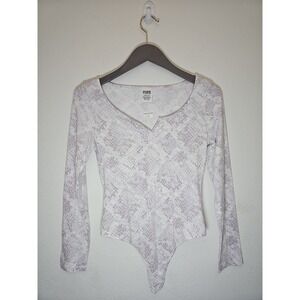 Victoria's Secret‎ Pink Long Sleeve Thong Bodysuit Purple Cream  Snake Size S